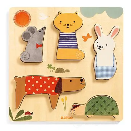 Djeco Woodypets puzzle forme legno 5 animali
