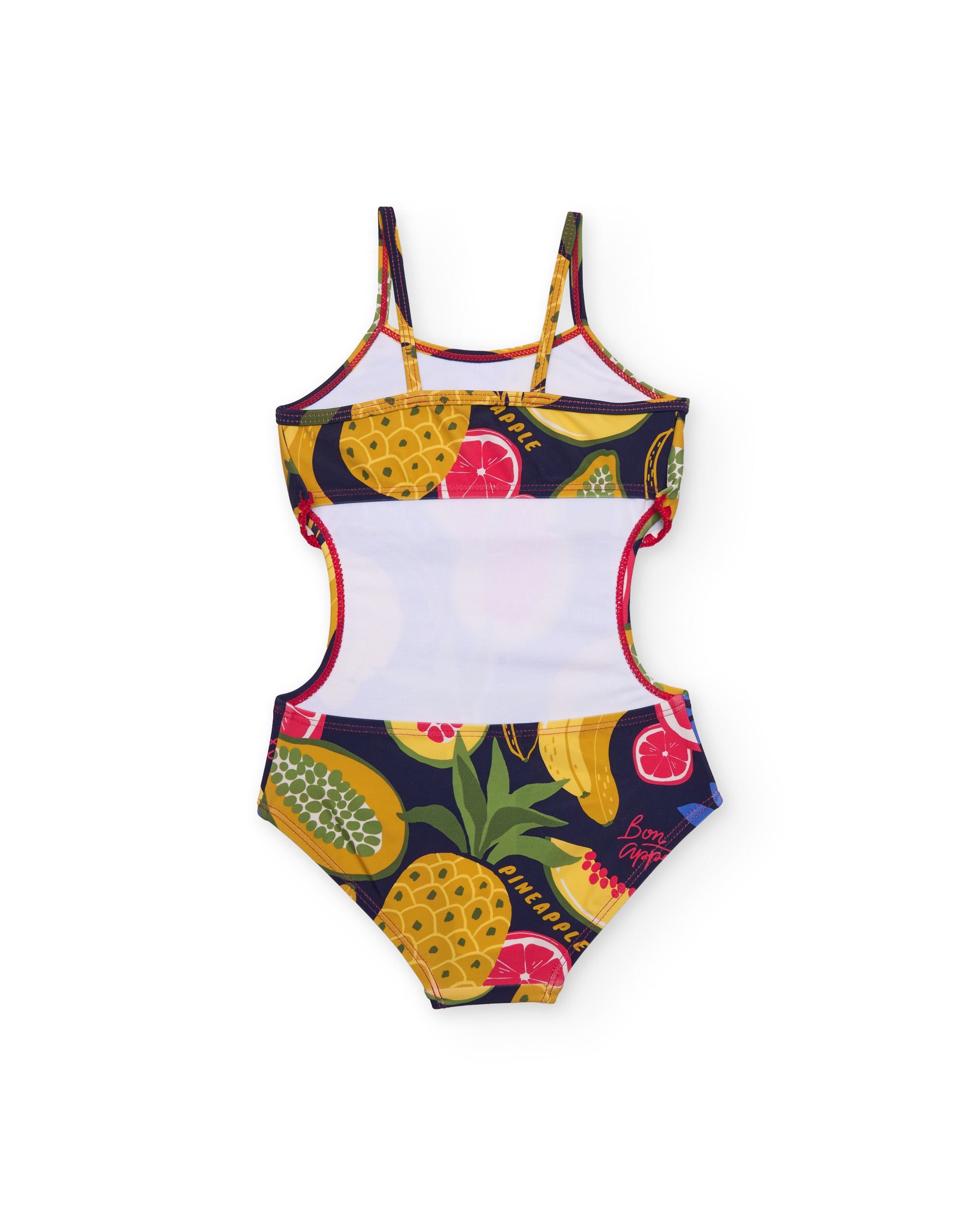 Tuc Tuc costume intero rouche giallo stampa frutta bimba