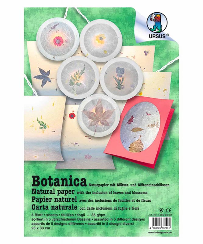 URSUS Botanic 23x33 carta naturale set 5 fogli per lavoretti