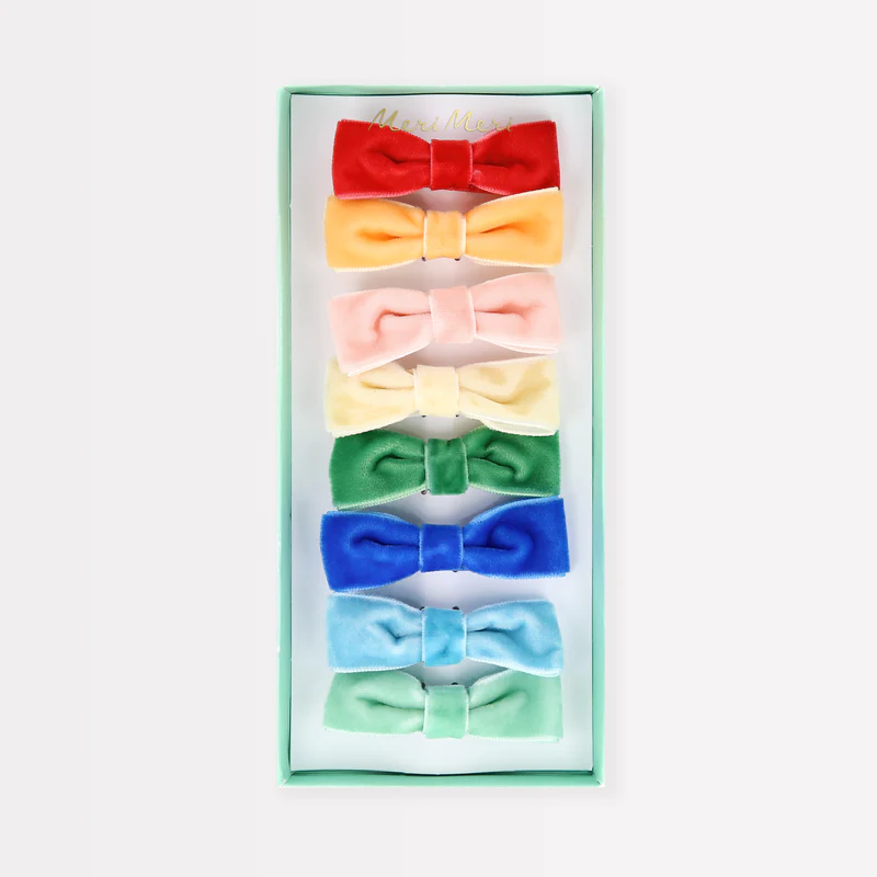 Meri Meri Fiocchi velluto 8 clip capelli colorate