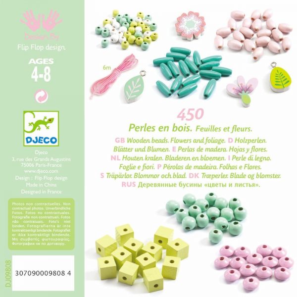 Djeco Flowers and Foliage Kit Perline Legno 450 Pezzi