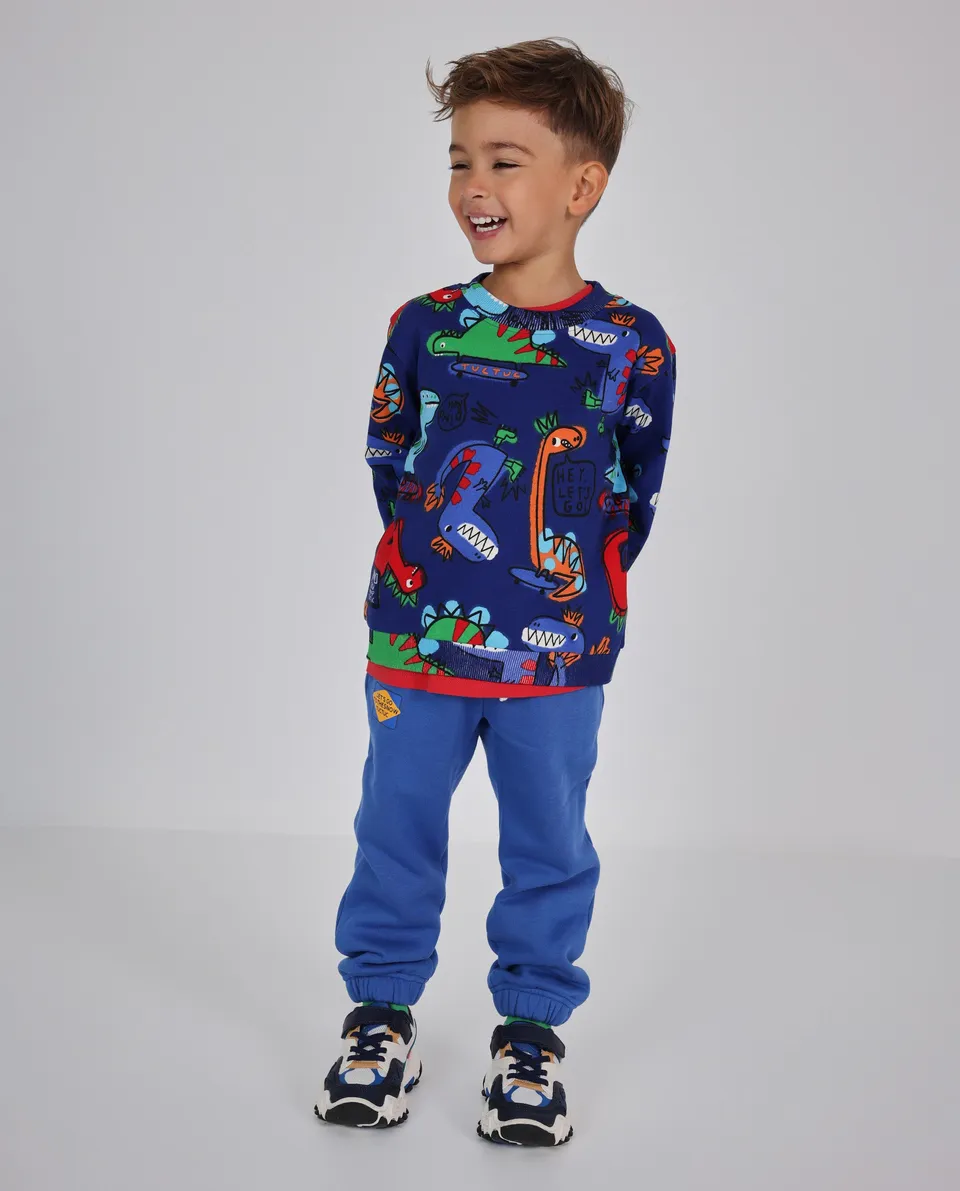 Tuc Tuc Dino Roll pantalone felpa bimbo blu tasche laterali