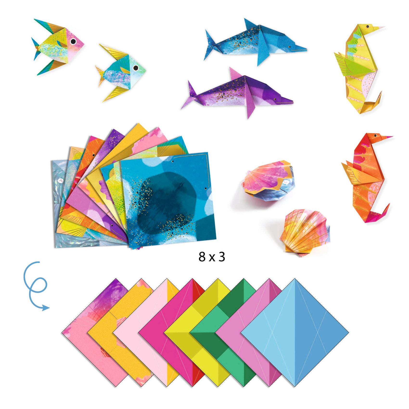 Djeco Origami Sea Creatures set origami 24 fogli oro