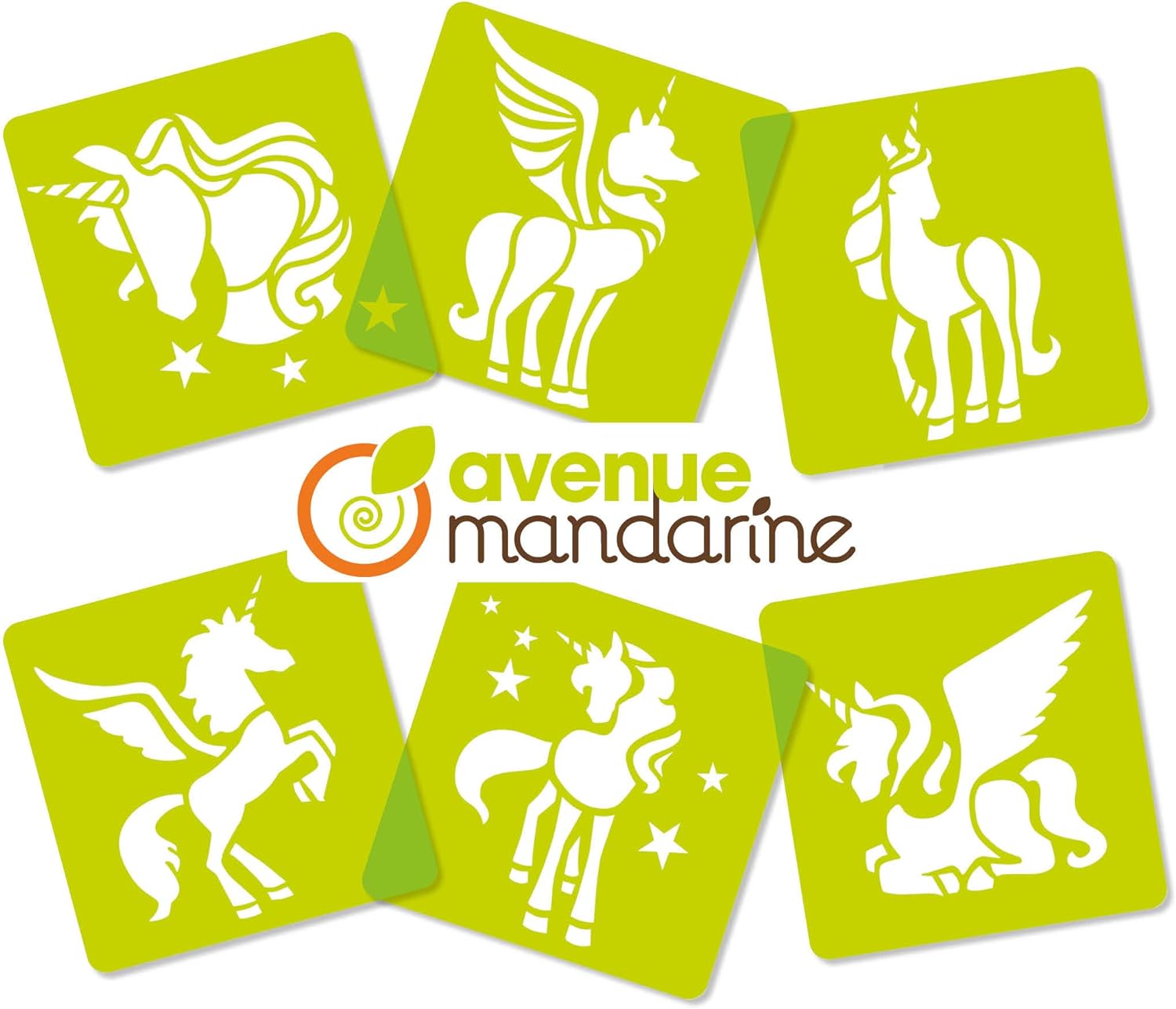 Avenue Mandarine Unicorni stencil disegno 6 pezzi