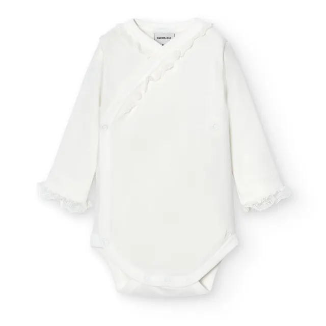 Babidu 1160 body incrociato neonato cotone pizzo 9-12 mesi