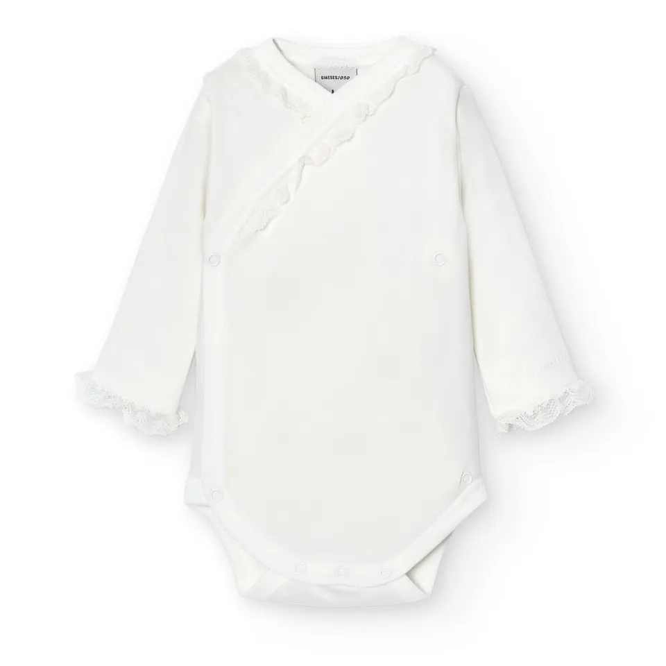 Babidu 1160 body incrociato neonato cotone pizzo 9-12 mesi