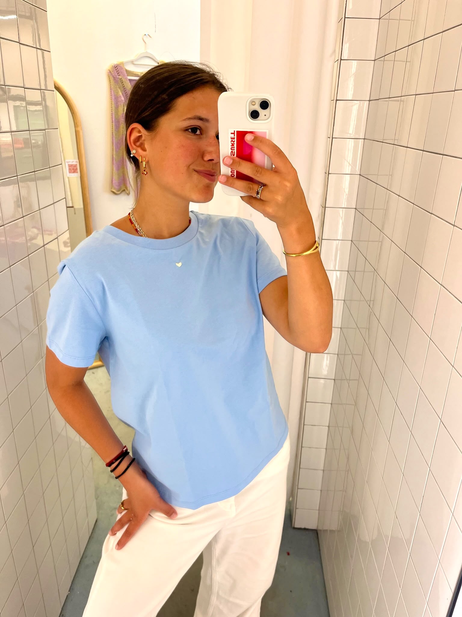 Ella and Rapha Heart Classic Fit t-shirt donna azzurra