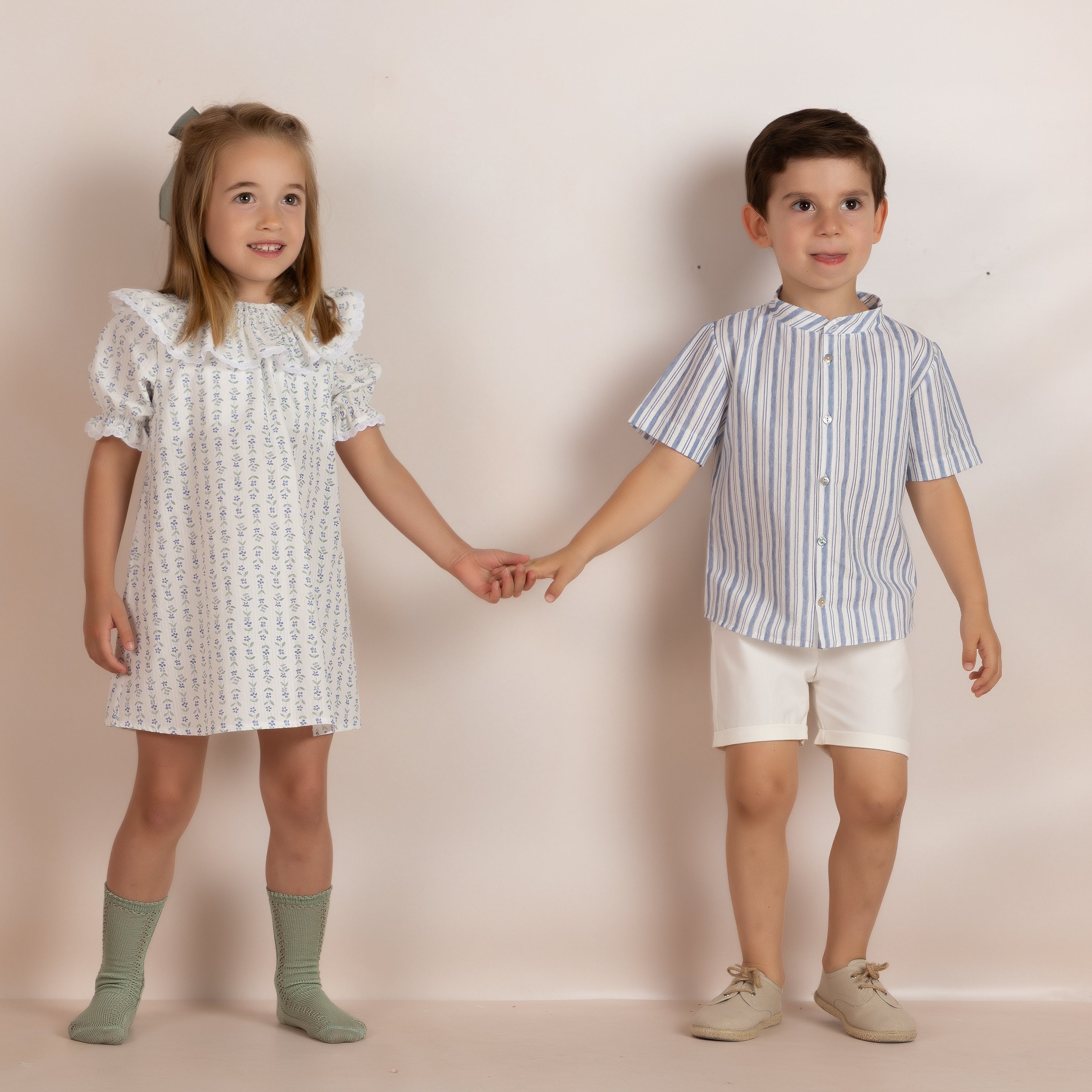 Mebi bermuda bimbo bianco cotone elastico con risvolto