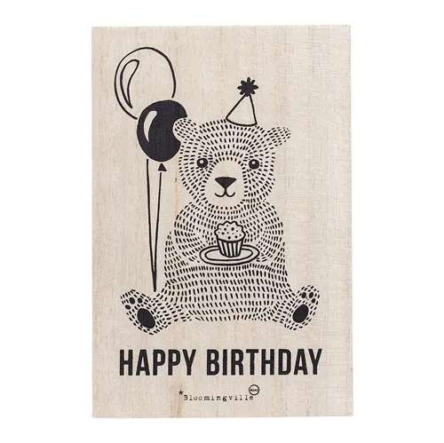 Bloomingville Mini cartolina compleanno legno orsetto