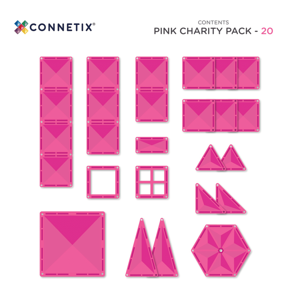 Connetix Tiles Costruzioni Magnetiche 20 Pezzi Pink