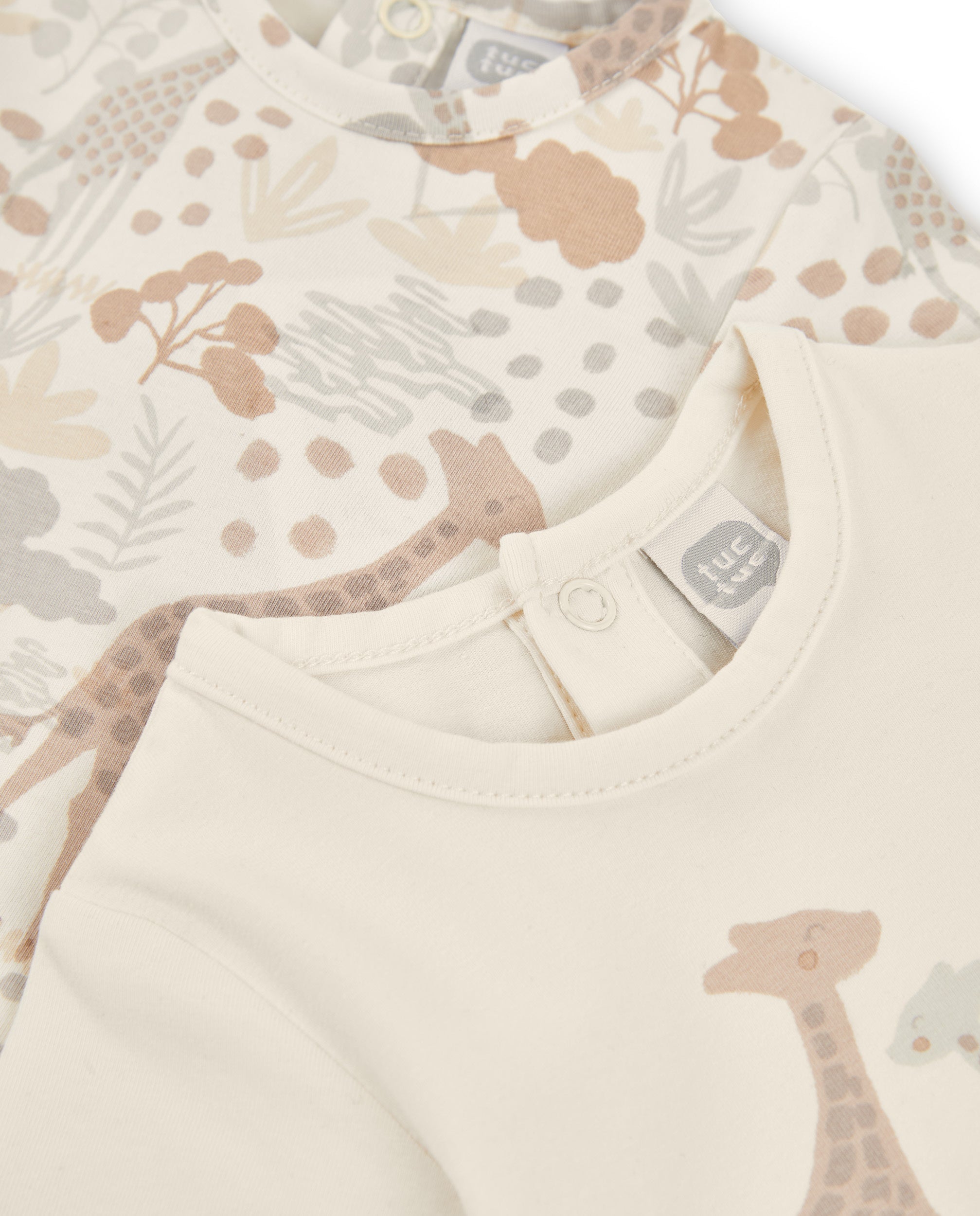 Tuc Tuc body neonato manica lunga 2 pezzi beige giraffe