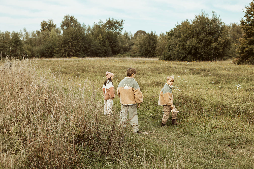 Ella and Rapha Sun Jacket giacca teddy verde salvia bimbi