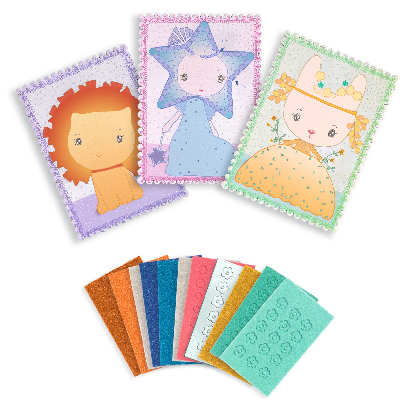 Djeco Tinyly Margo & Co kit mosaici 3 carte glitter