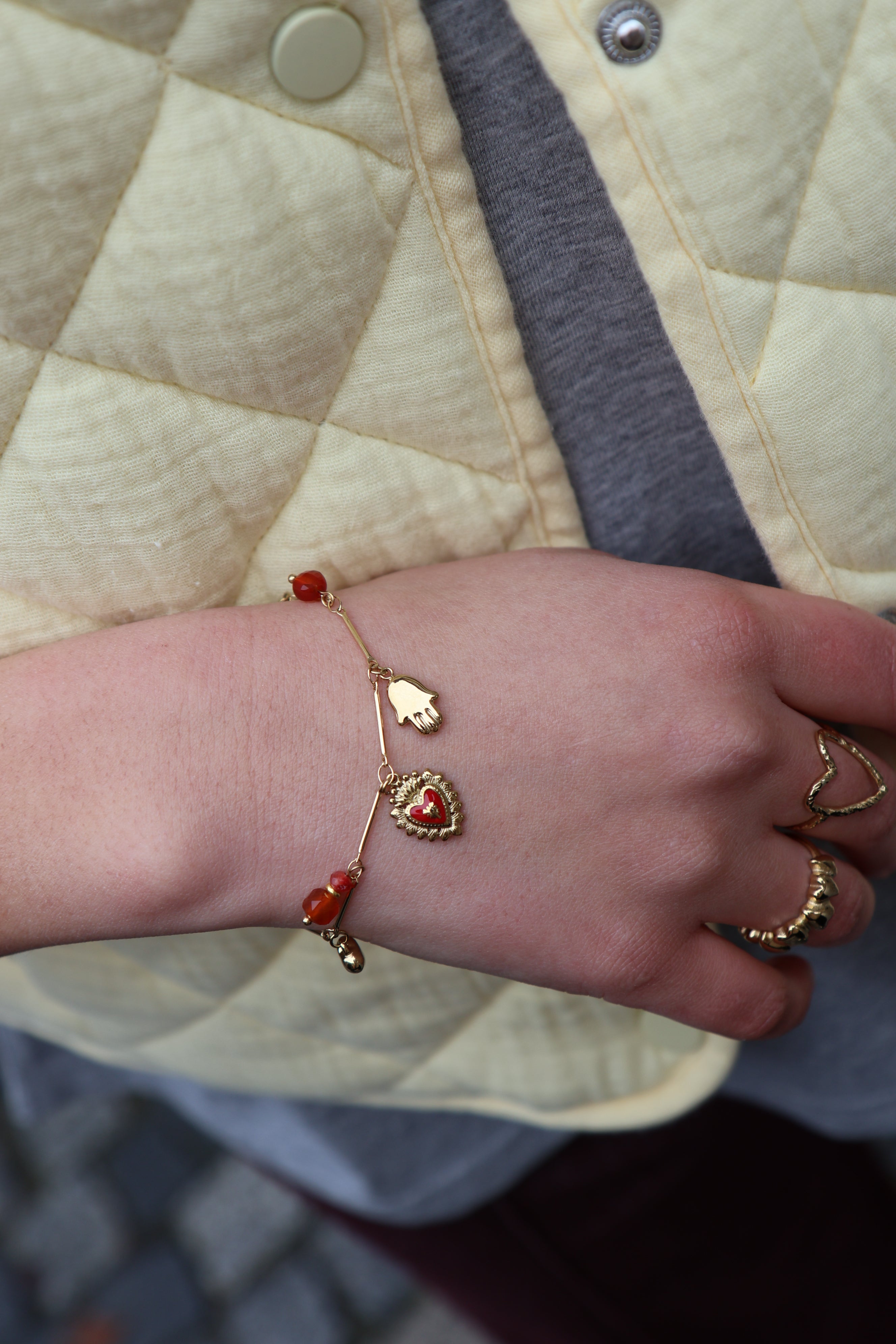 Ella and Rapha Heart Royal bracciale charm rosso donna