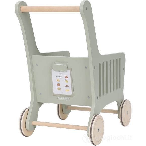 Little Dutch carrello spesa giocattolo legno con accessori