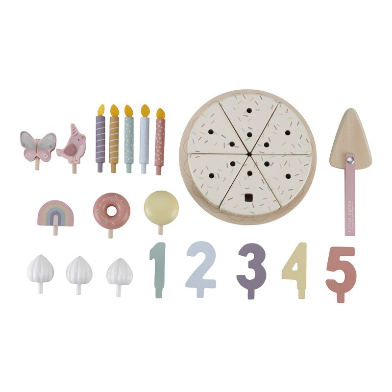 Little Dutch torta compleanno rosa legno 26 pezzi