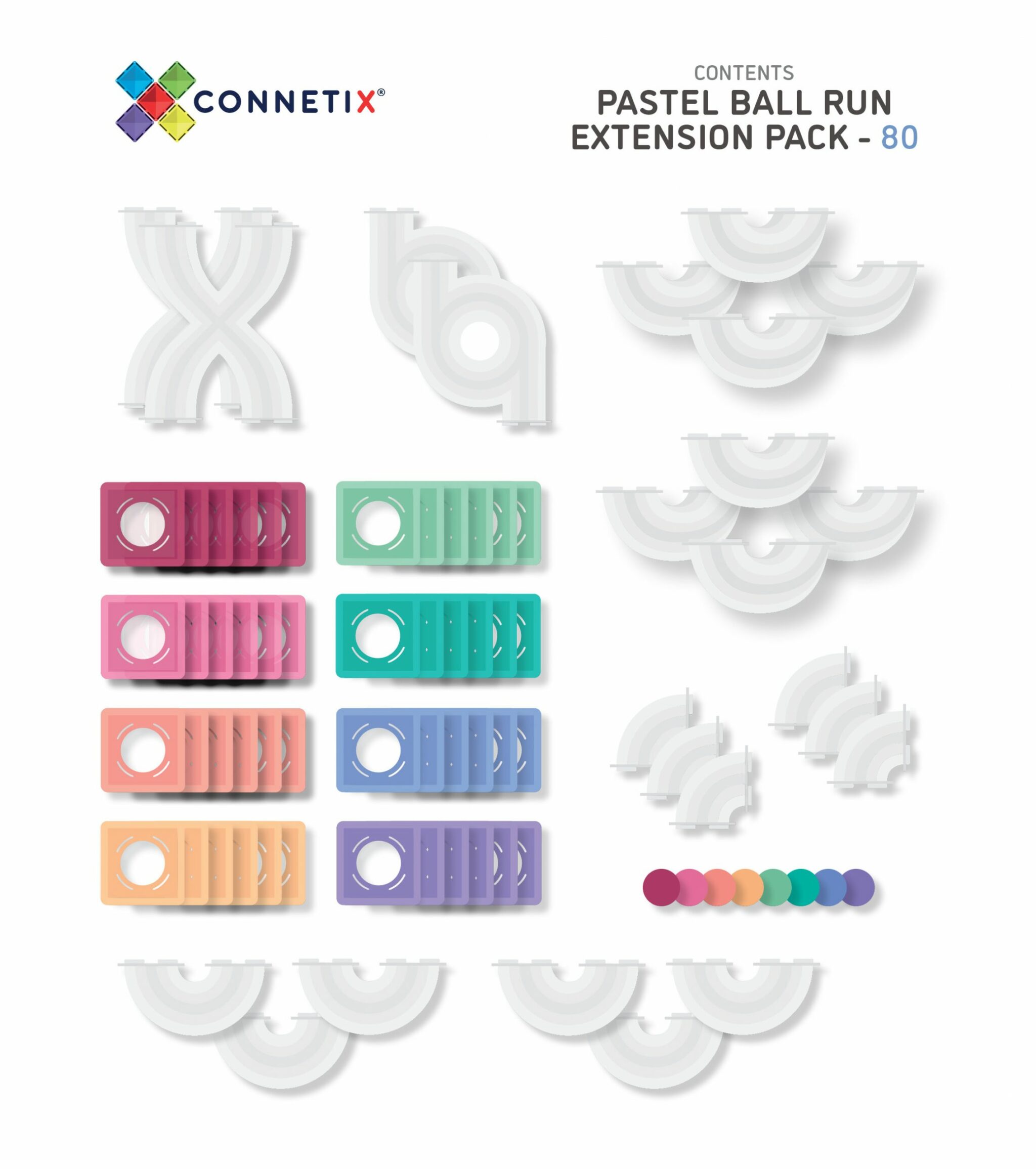 Connetix Pastel Ball Run costruzioni magnetiche 80 pezzi