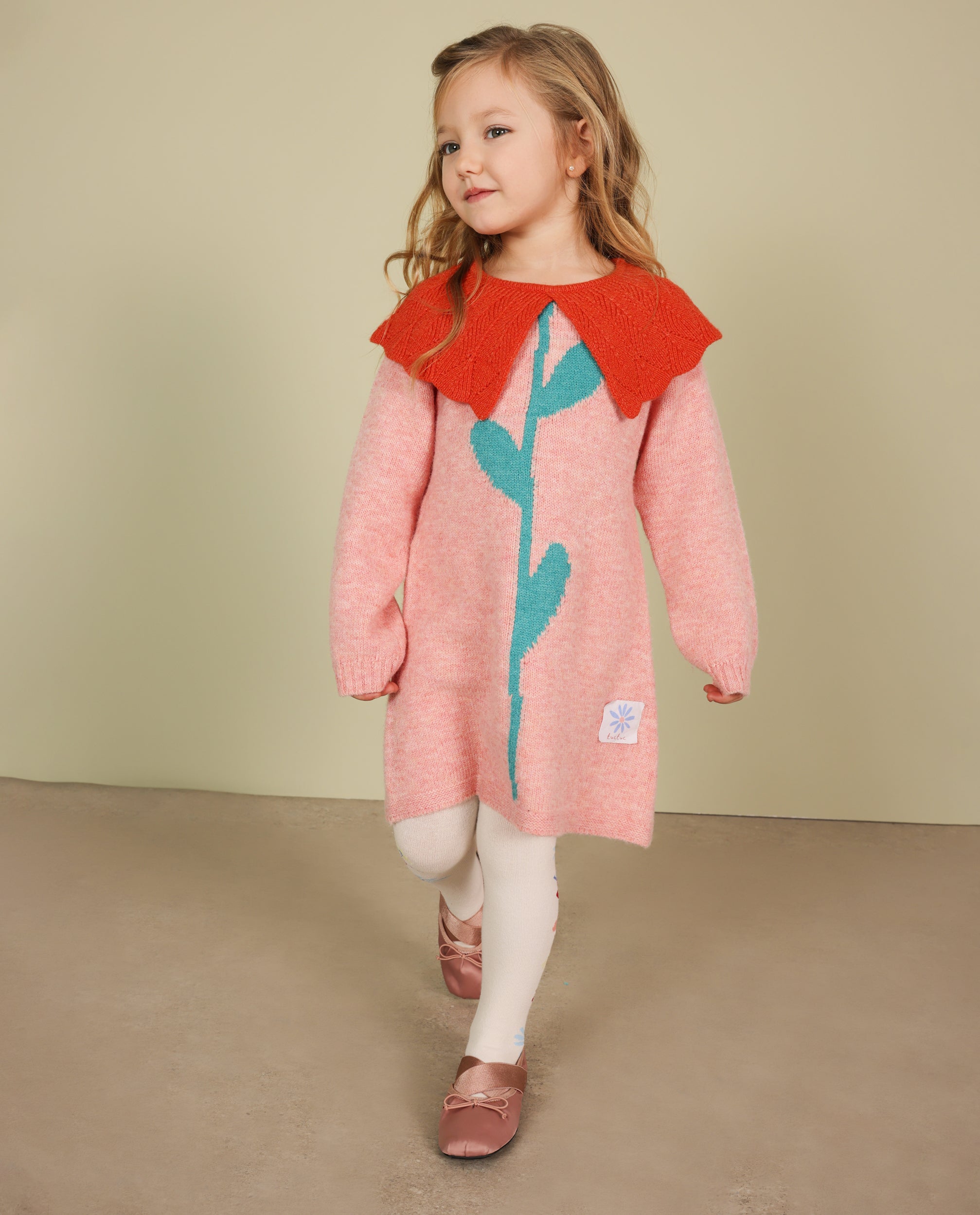 Tuc Tuc vestito tricot bambina rosa chiaro collo