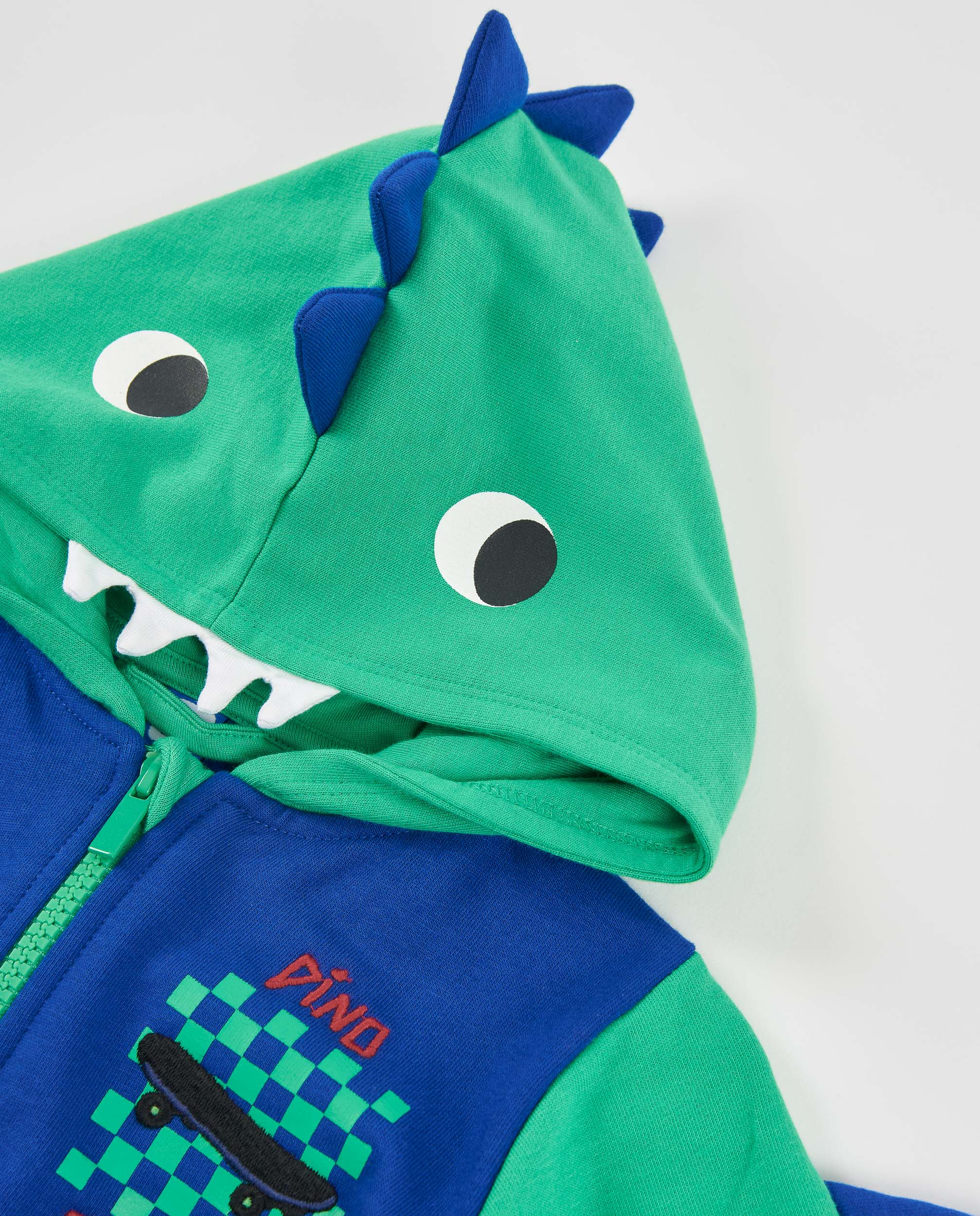 Tuc Tuc felpa bambino dinosauro blu pile cappuccio