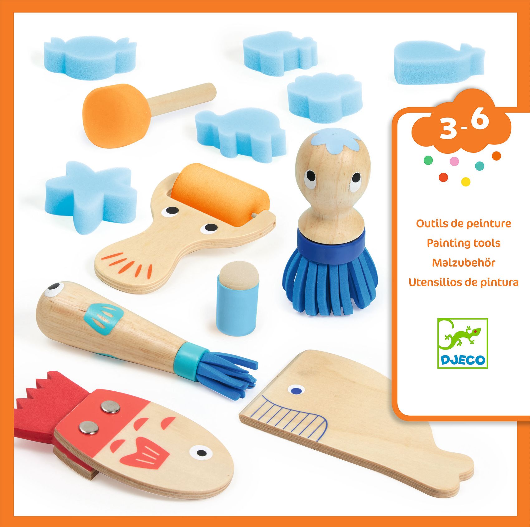 Djeco Tools for Painting Set Pittura 6 Strumenti in Legno